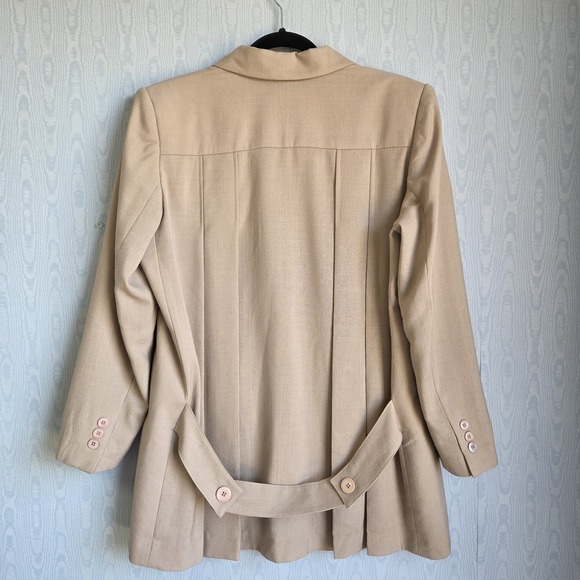 Vtg‎ Sasson Paris Womens 14 Blazer Jacket Textured Beige Old Money Chic Academia - Picture 4 of 9